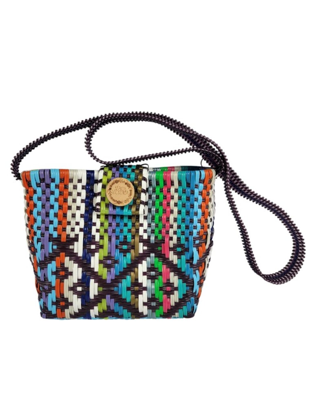 Maria Victoria Multi-colored Boho Artisan Woven PVC Recycled Material Purse Bag